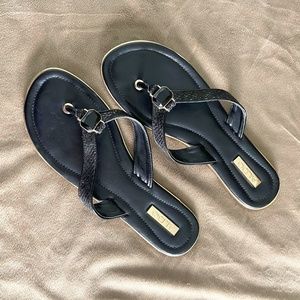 Aldo Black and Gold Sandals